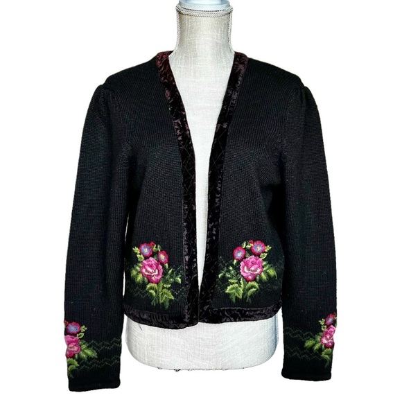 Vintage Illustrations knit sweater 90s embroidered Women Size Medium - Picture 1 of 8